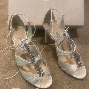 Authentic Jimmy Choo Satin and Crystal Heels